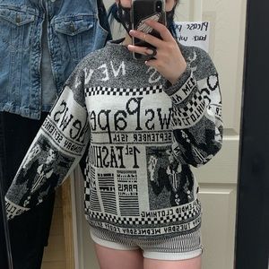 vintage newsprint sweater